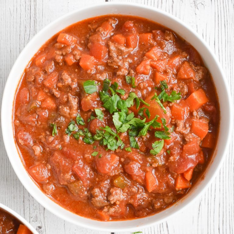 LowFODMAP SlowCooker Stuffed Bell Pepper Soup; Glutenfree, Dairy