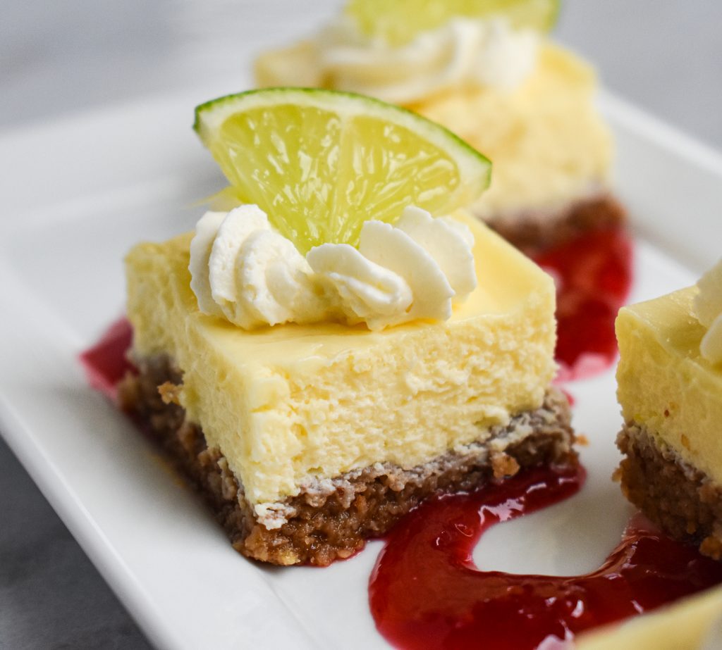 Creamy LowFODMAP Key Lime Cheesecake Bars; Glutenfree, Lactosefree