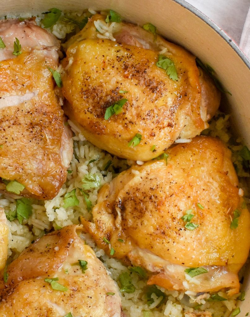 Low-FODMAP One-Pot Chicken with Cilantro Lime Rice; Gluten-free, Dairy ...