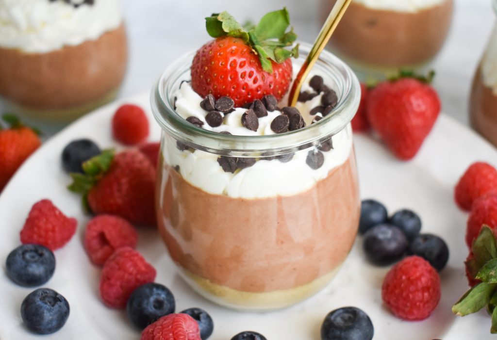 chocolate cheesecake jar close up