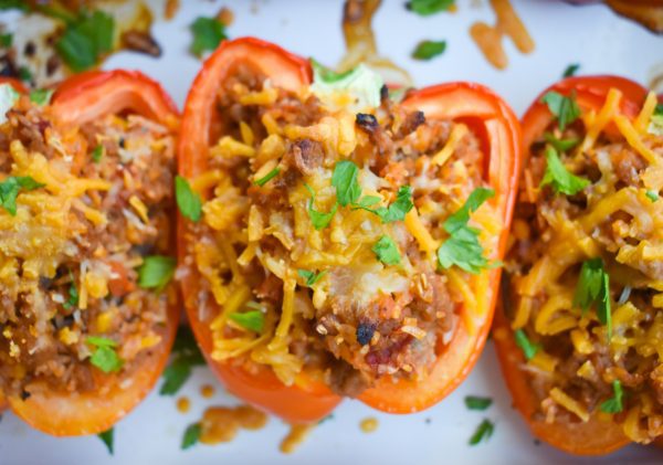 Low-FODMAP Turkey Stuffed Bell Peppers; Gluten-free | Dr. Rachel Pauls