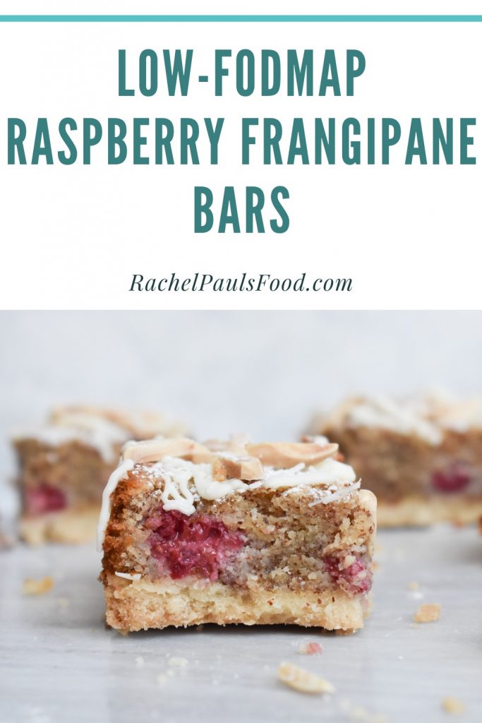 Gourmet LowFODMAP Raspberry Frangipane Bars with White Chocolate