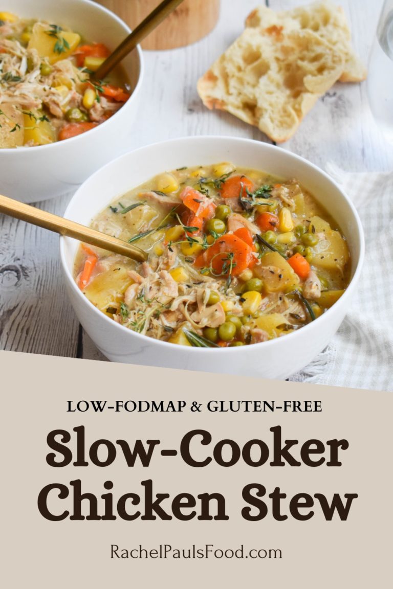 LowFODMAP SlowCooker Chicken Stew with White Wine; Glutenfree, Dairy
