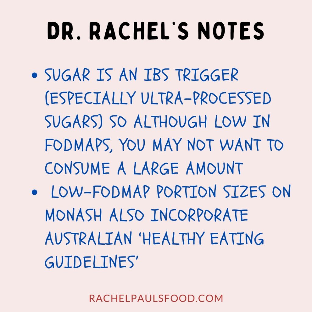 Sugar facts on low-FODMAP diet