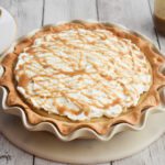 Low-FODMAP butterscotch pie, whole in pan
