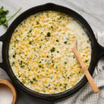 low-FODMAP creamed corn in skillet