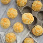 low-FODMAP Cheddar Cheese muffins in baking tin
