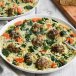 low-FODMAP Italian Wedding soup closer up in bowls