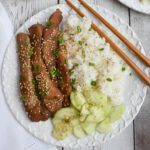 low fodmap soy sesame pork closest view