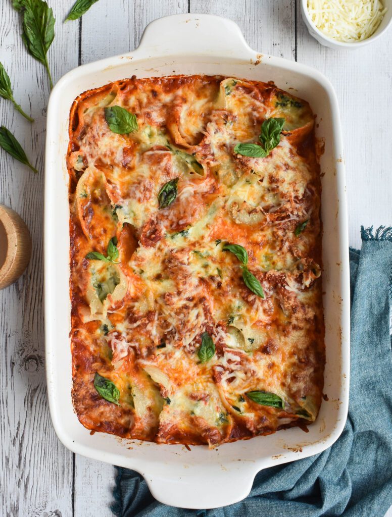 low fodmap stuffed shells vertical aerial