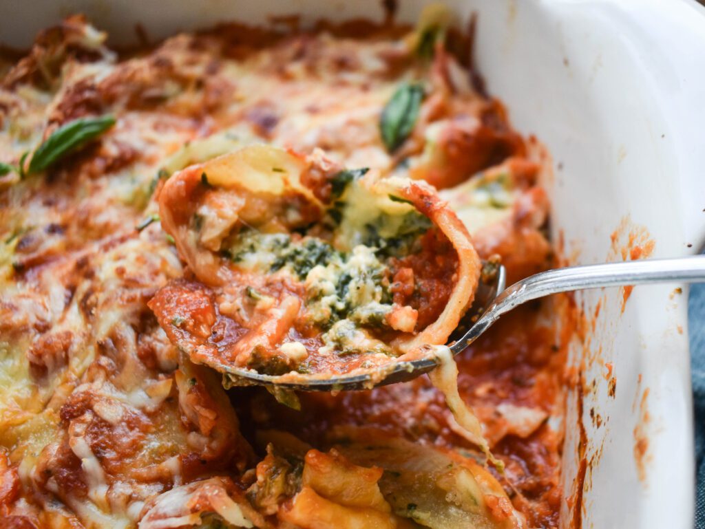 low fodmap stuffed shell in spoon