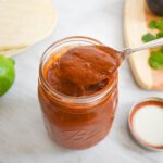 low fodmap enchilada sauce in spoon