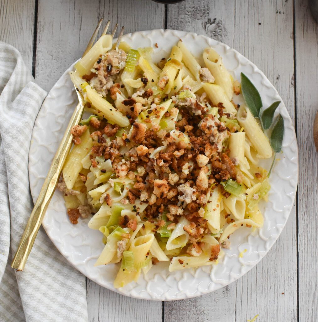 low fodmap gordon Ramsey turkey pasta aerial on plate