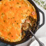 low fodmap vegan shepherds pie aerial spooning up