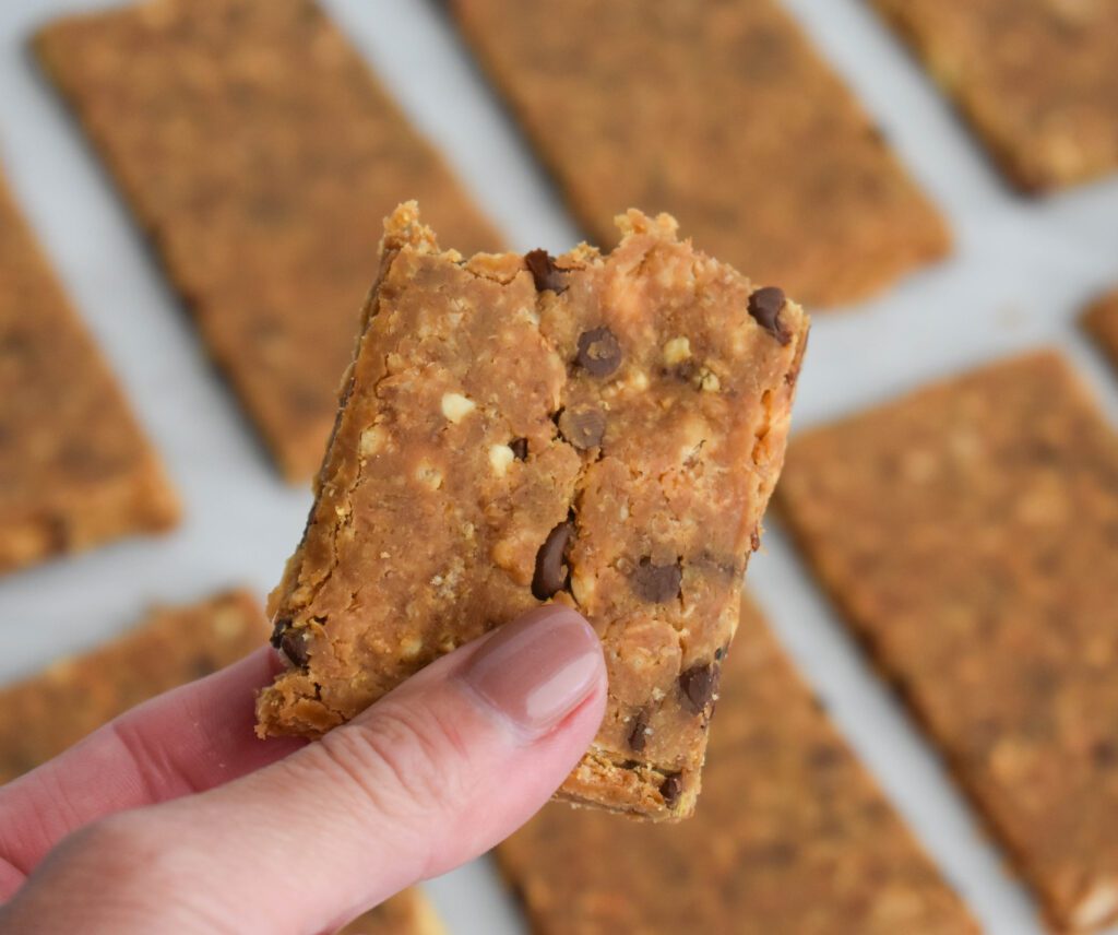happy bar eating in hand homemade