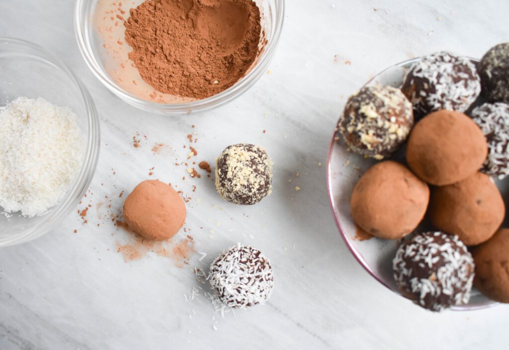low fodmap chocolate truffles on board aerial