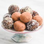 low fodmap chocolate truffles on platter from side