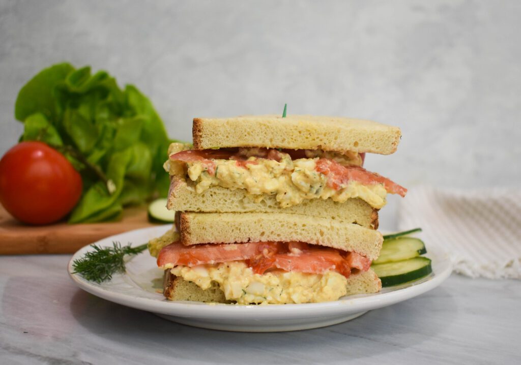 low fodmap high protein egg salad from side distant