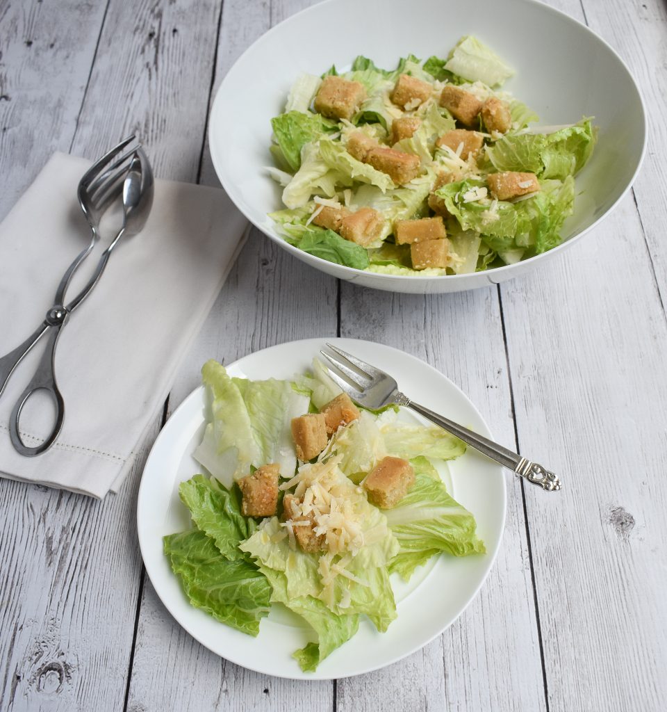 LowFODMAP Caesar Salad with LowFODMAP Caesar Dressing & Croutons; Glutenfree Dr. Rachel Pauls
