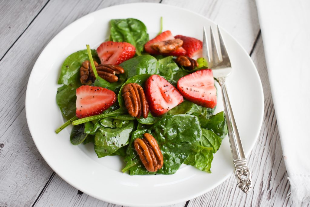Everyone's Favorite LowFODMAP Strawberry Salad with LowFODMAP Poppyseed Dressing; Glutenfree