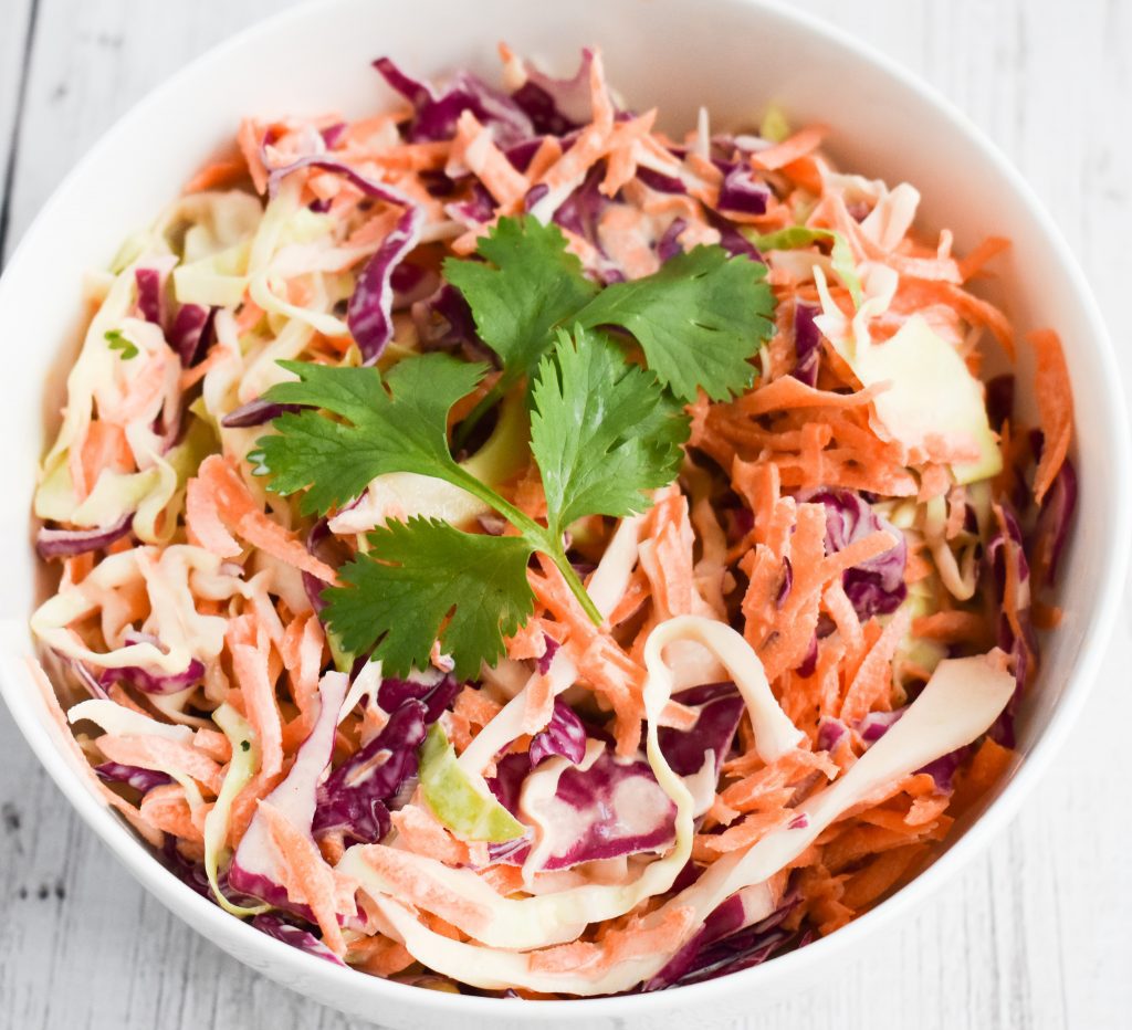 Creamy Low-FODMAP Coleslaw; Gluten-free, Dairy-free | Dr. Rachel Pauls