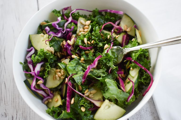 Easy LowFODMAP Superfood Salad with Kale & lowFODMAP Dressing; Gluten