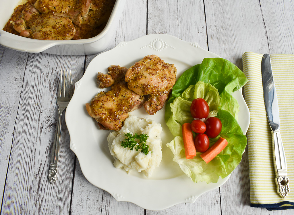 Savory Low FODMAP Maple Dijon Chicken Thighs Gluten free Dairy free 