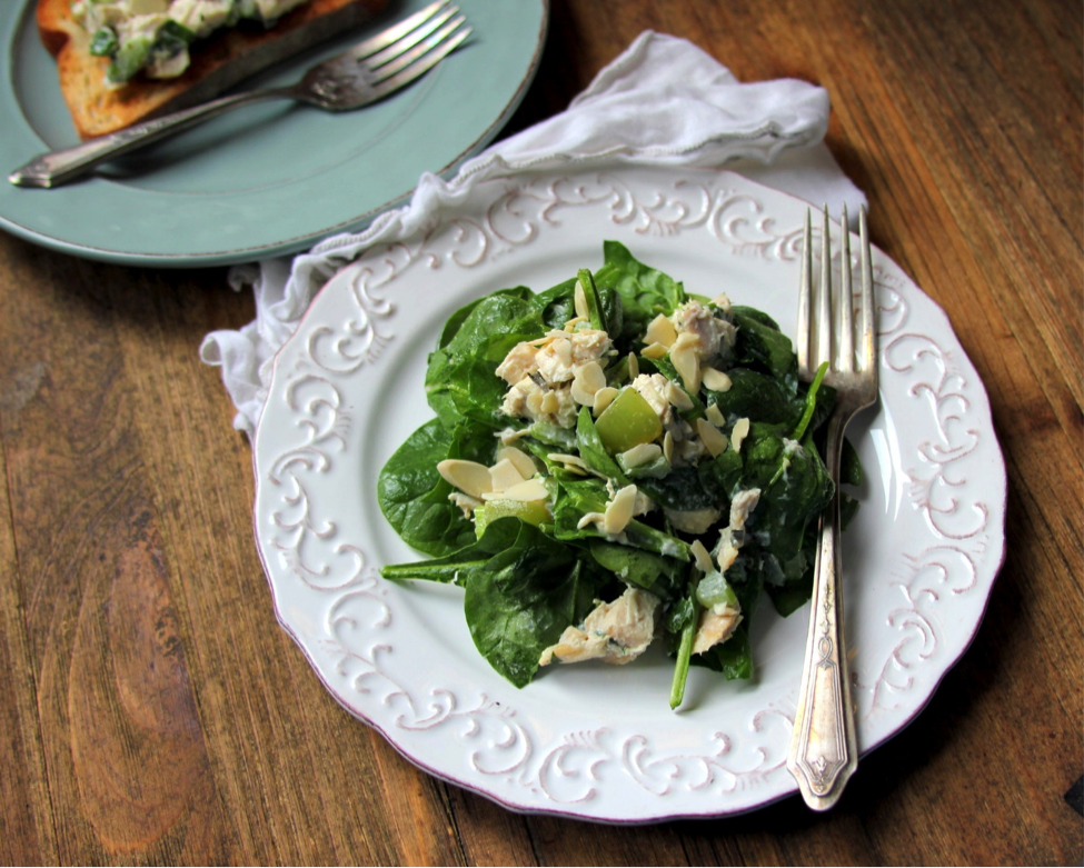 light and satisfying chicken salad on greens